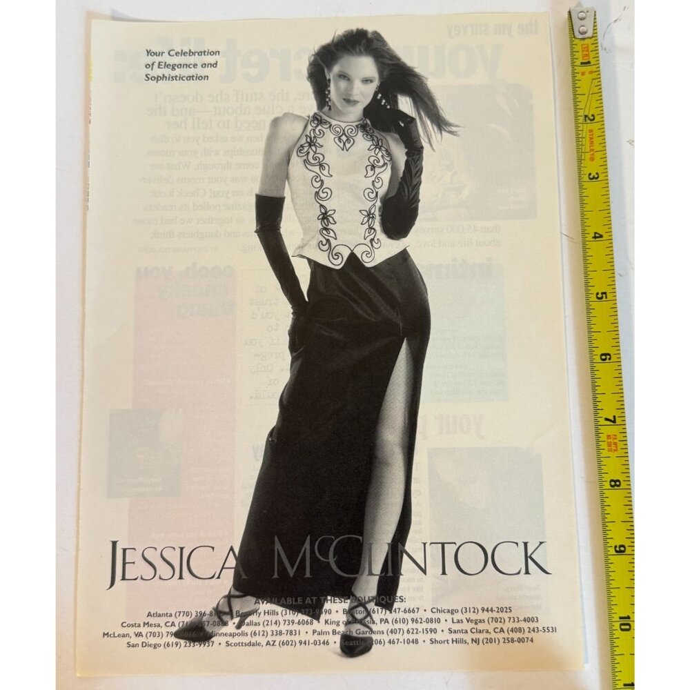Vintage 1994 Jessica McClintock Brunette in Formal Gown Advertisement Print Ad - Picture 2 of 2